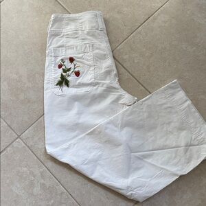 Anthropology Maeve White Embroidered Women's Jeans